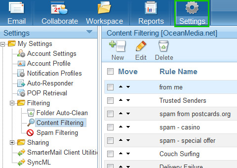 Email Settings on Server